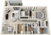 1 bedroom 1 bath floor plan E 1 bedroom 1 bath floor plan E at St. Johns Forest Apartments, Jacksonville, 32277